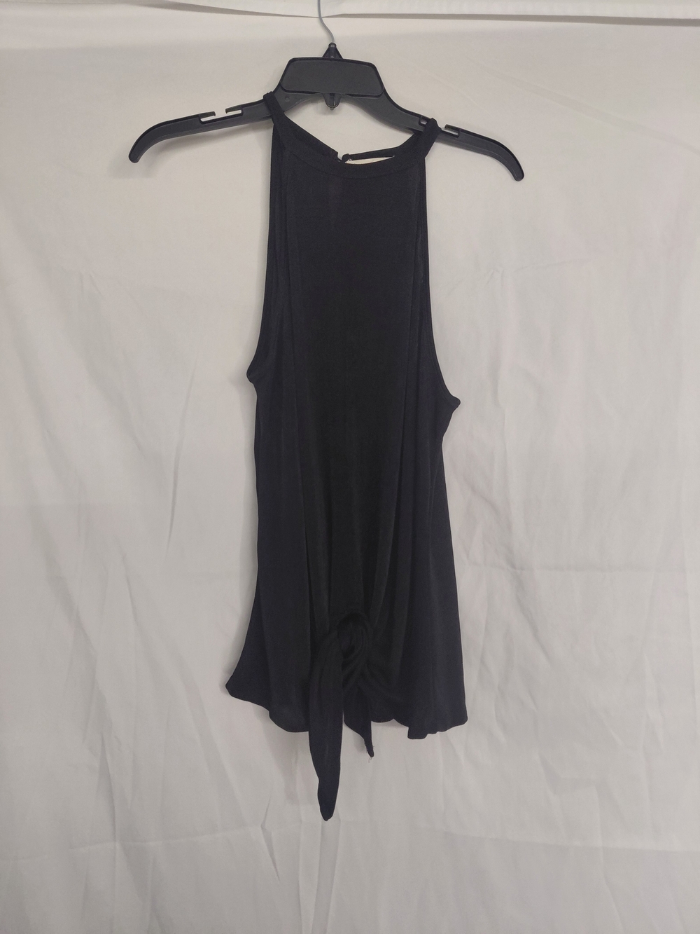 Women’s Black Tie-Front High-Neck Tank Top